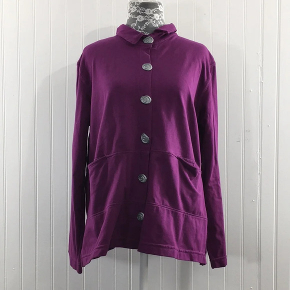 Neon Budhha Purple Button Front Shirt Long Sleeve - Picture 12 of 12